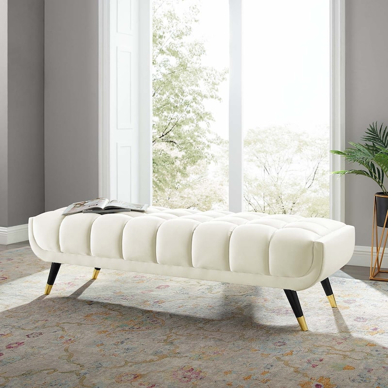Adept 60" Performance Velvet Bench - Ivory