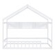 preview thumbnail 13 of 18, Wooden Twin Size House Bed with Storage Shelf,Kids Bed with Fence and Roof, Gray
