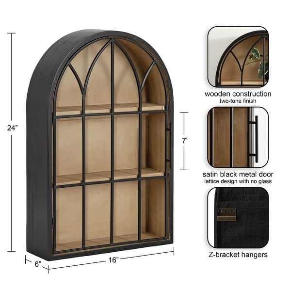 dimension image slide 1 of 2, Kate and Laurel Megara Arched Wall Mounted Cabinet - 16x5x24