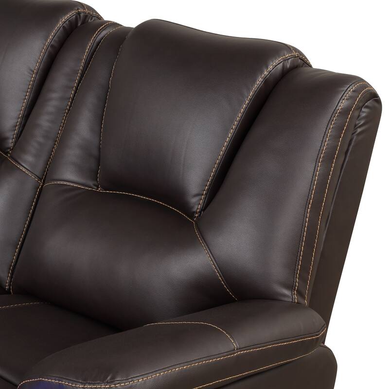 Modern Faux Leather Manual Reclining with LED Light Strip with 2 Cup Holders