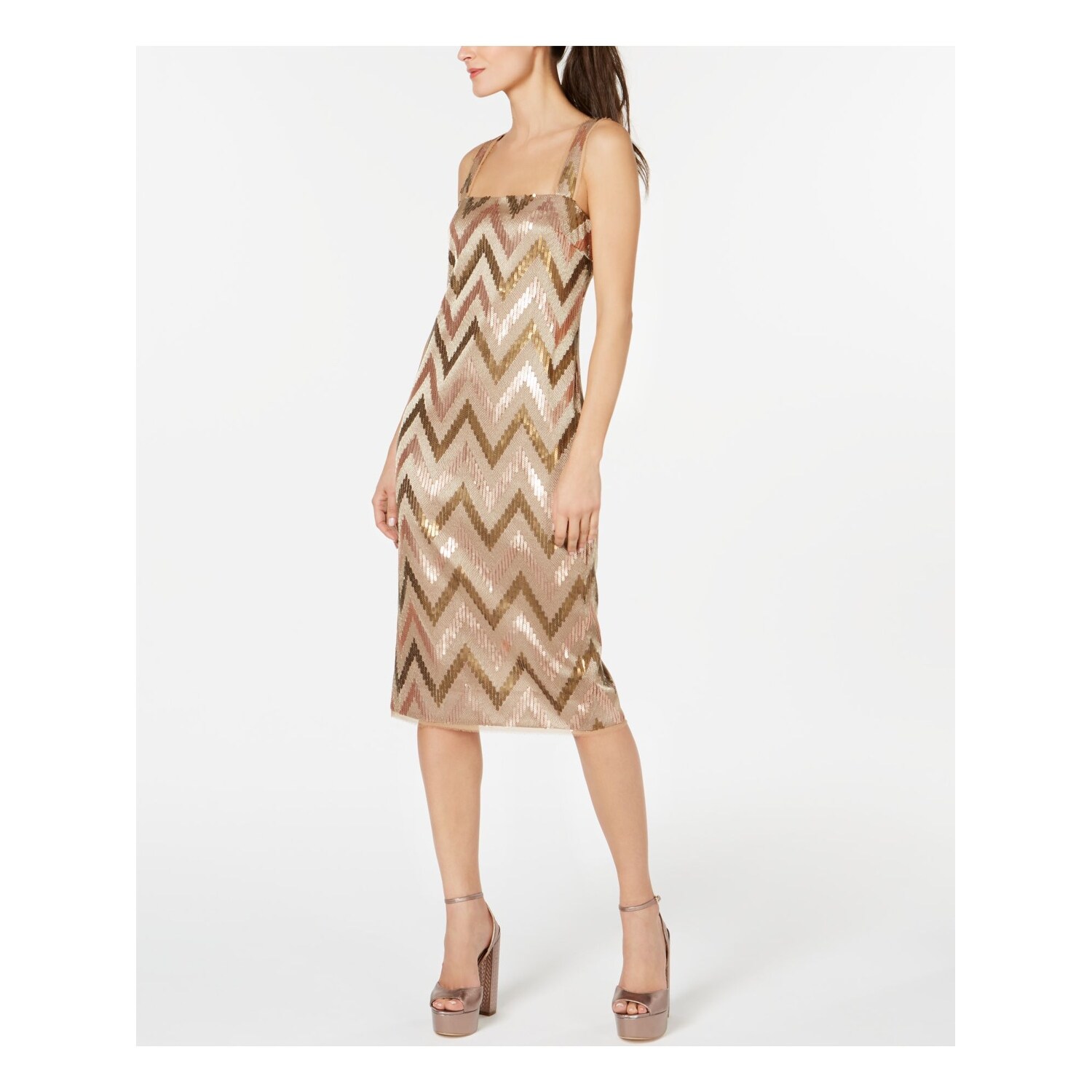 gold knee length dress
