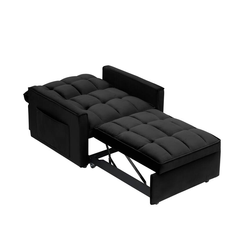 Modern 70.86" 3 in 1 Single Convertible Sofa Bed with Adjustable Back and Moving Wheel for Living Room