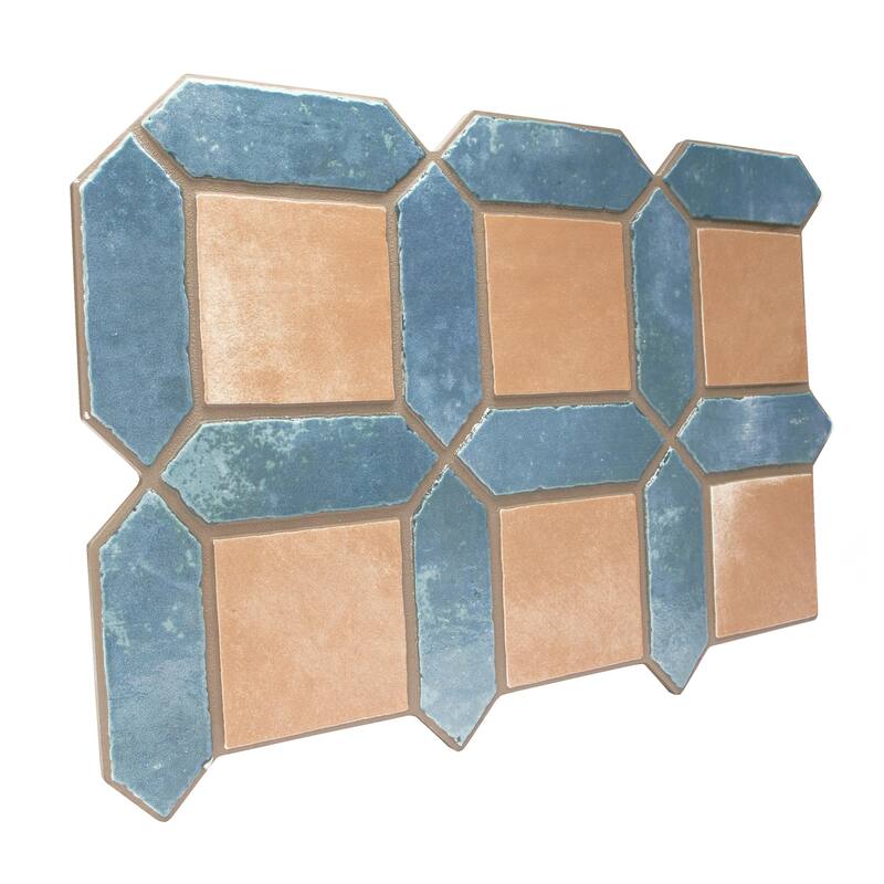 Merola Tile Picket Arendel Blue with Terra Square 14-5/8" x 22-1/2" Porcelain Floor and Wall Tile