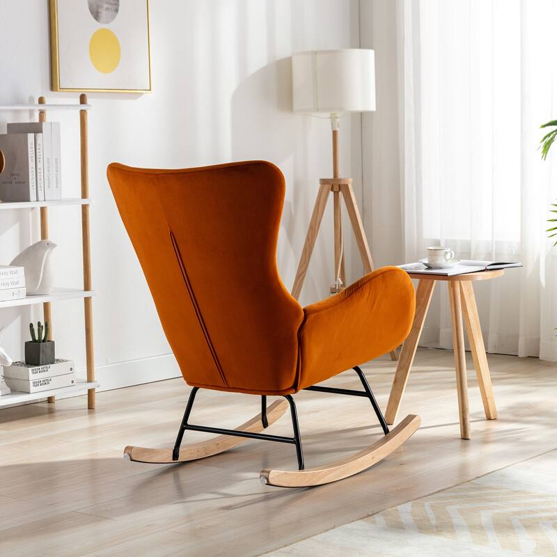 Rocking Chair With High Backrest And Armrests