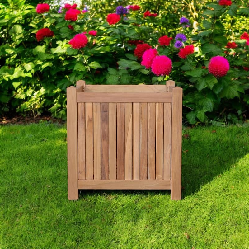 HomeRoots 18" Natural Solid Wood Indoor Outdoor Square Planter Box - Natural