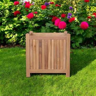 HomeRoots 18" Natural Solid Wood Indoor Outdoor Square Planter Box