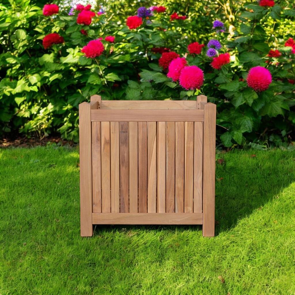 HomeRoots 18" Natural Solid Wood Indoor Outdoor Square Planter Box