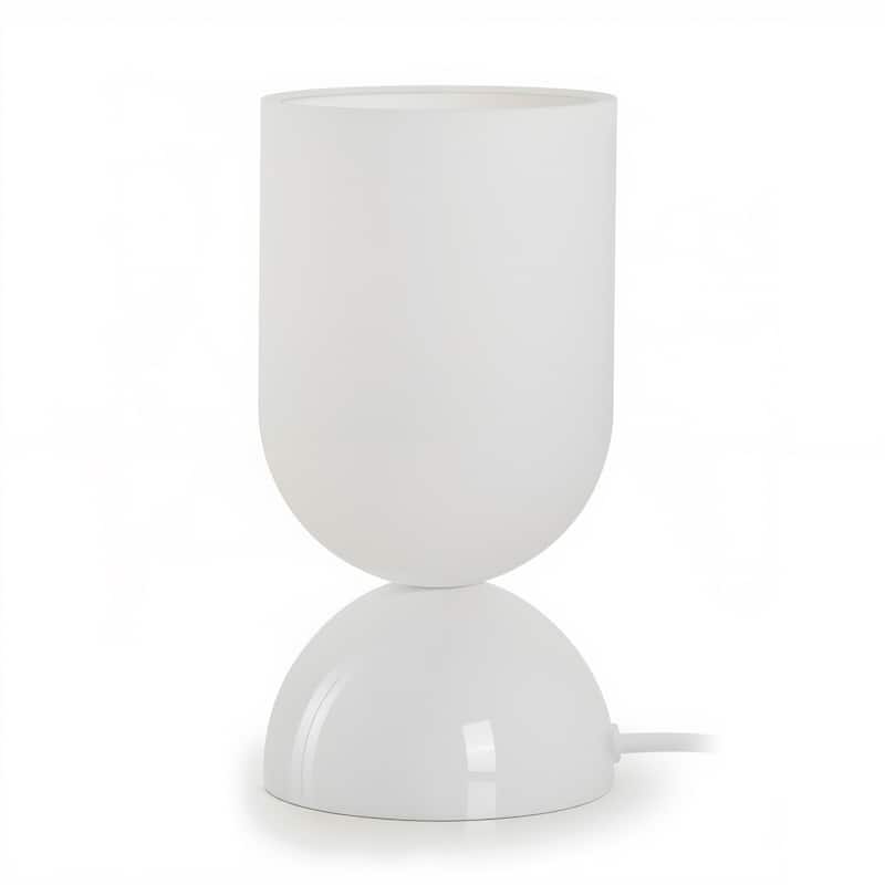 9 in. Modern Glass Small Table Lamp with E12 Base (Bulb not included) - White