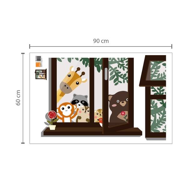 dimension image slide 0 of 2, Walplus Monkey Height Measure 3D Animal Window View Kids Wall Sticker