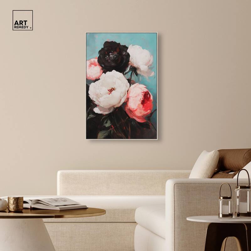 Three Shades of Peony III Canvas by Art Remedy