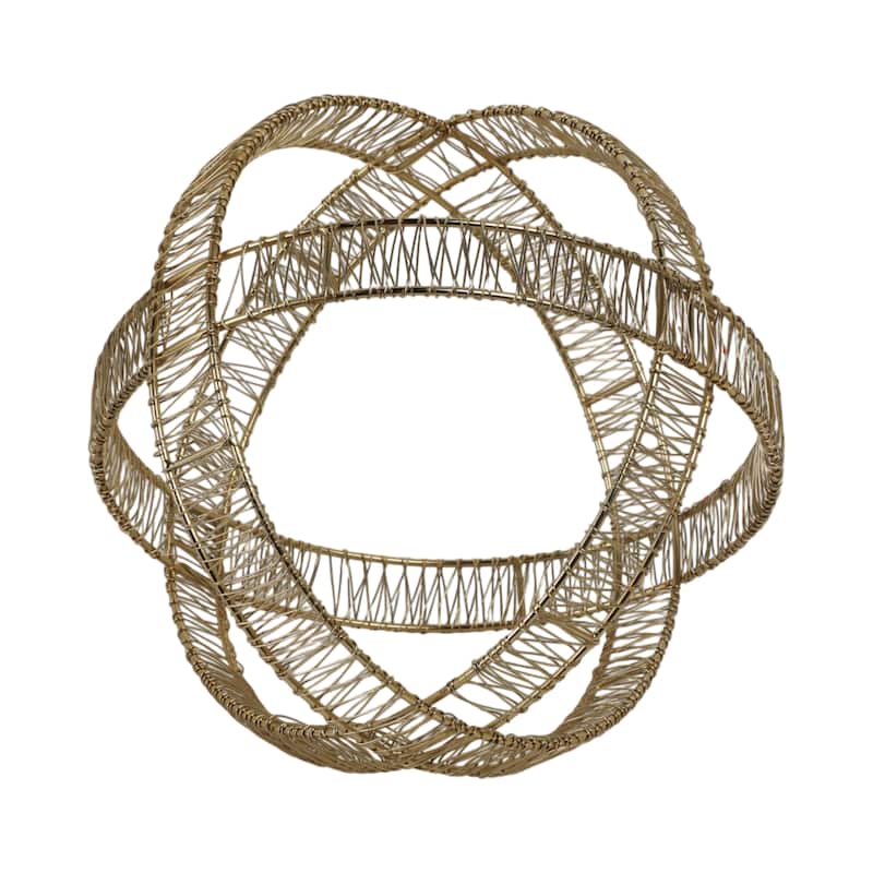Metal Orb Sculpture with Interwoven Iron Wire Design Decorative Accent