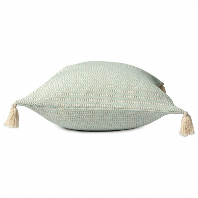 HomeRoots 18" X 18" Light Turquoise And Ivory 100% Cotton Striped Zippered Pillow