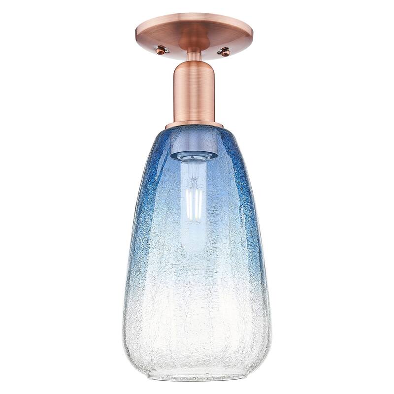 Innovations Lighting 716-1C-15-6 Brookhaven Almond Semi-Flush - Antique Copper / Sapphire Blue