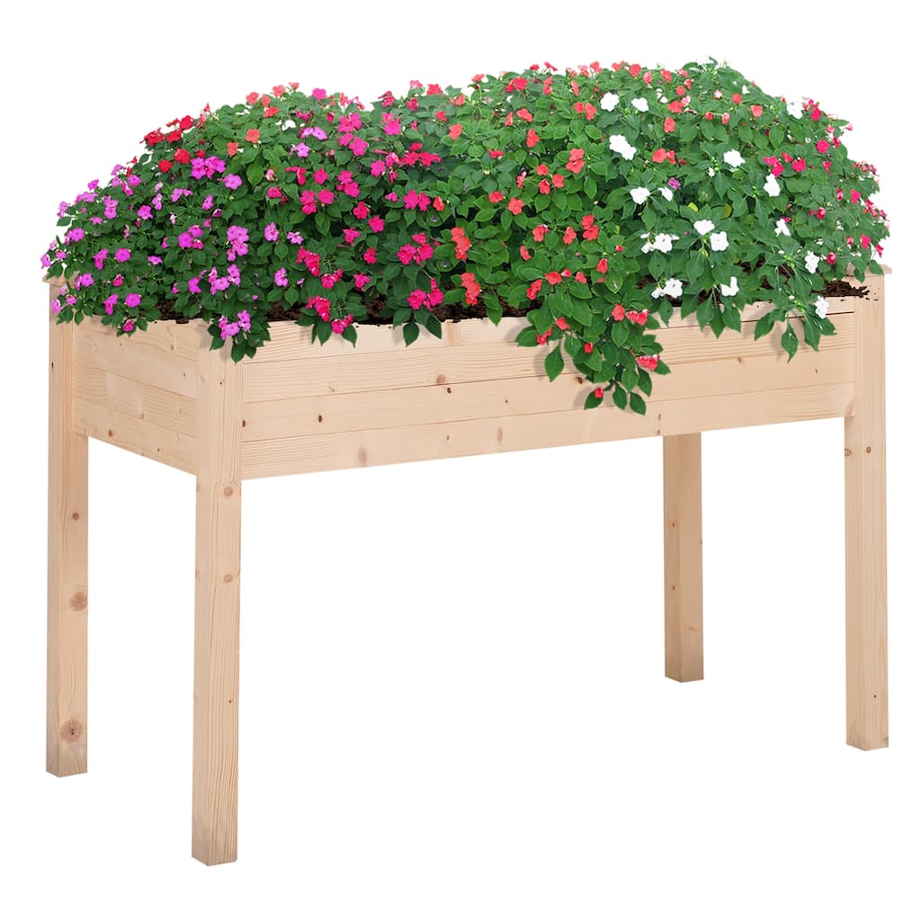 Elevated Raised Garden Planter Box with Self-Draining, Fabric Filter