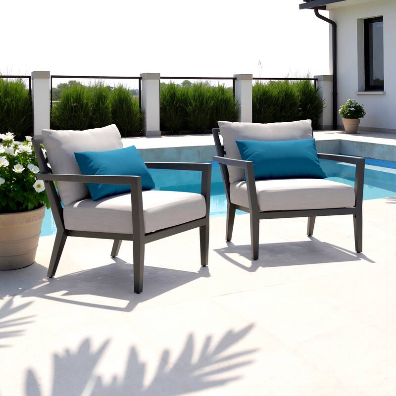 Venetia 2 Piece Sunbrella Outdoor Patio Club Chairs