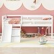 preview thumbnail 2 of 8, White Twin Size Pine Wood Low Loft Bed with Slide, Ladder, Safety Guardrails