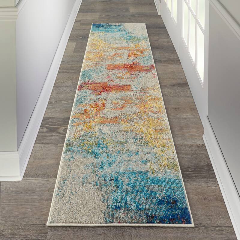 Nourison Modern Abstract Sublime Area Rug - 2' x 6' Runner - Sealife - Runner/Rectangle