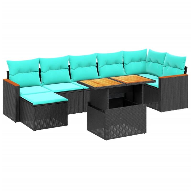 vidaXL Patio Sofa Set with Cushions Outdoor Furniture 7/8 Piece Poly Rattan - 24.4 x 24.4 x 27.2
