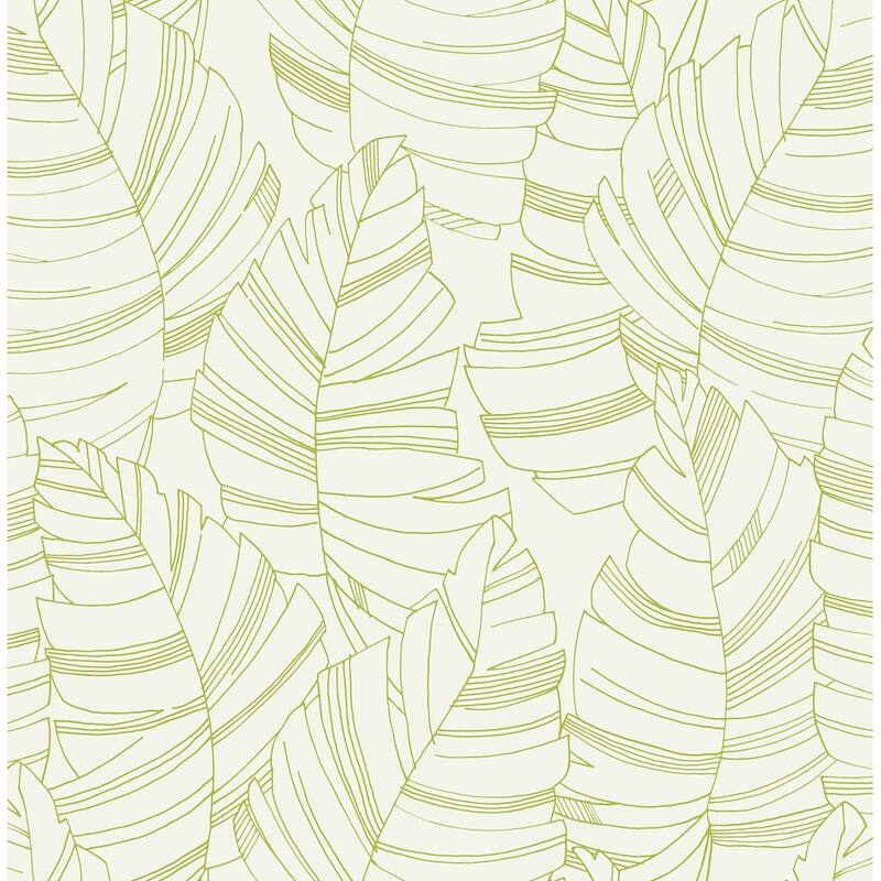 Seabrook Designs Day Dreamers Jungle Leaves Unpasted Wallpaper - 20.5 in. W x 33 ft. L - Green Apple