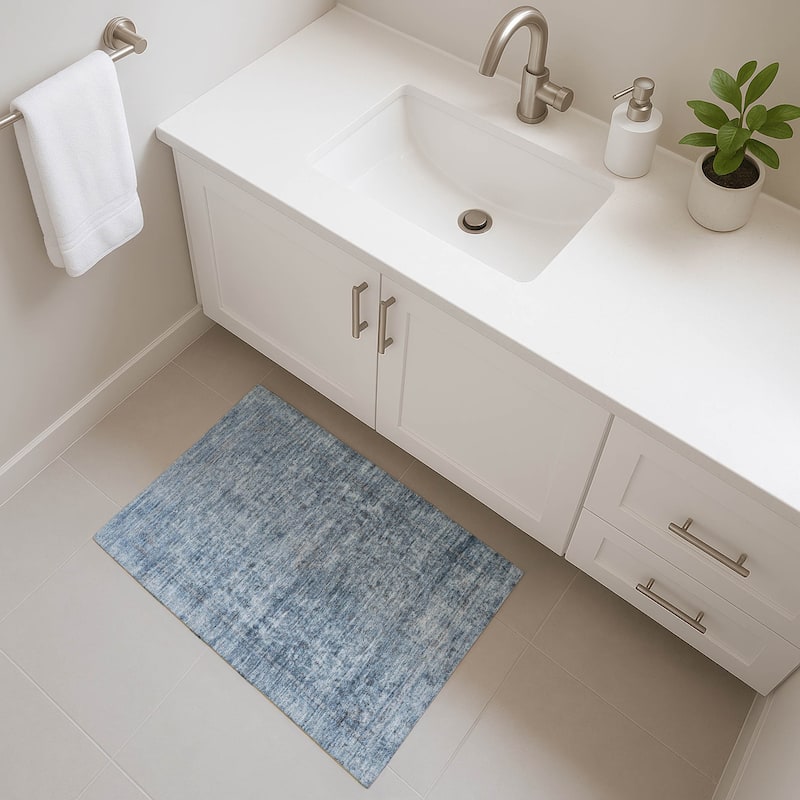 Premium Washable Super Soft Vintage Traditional Mayfield Rug - Blue - 1'8" x 2'6"