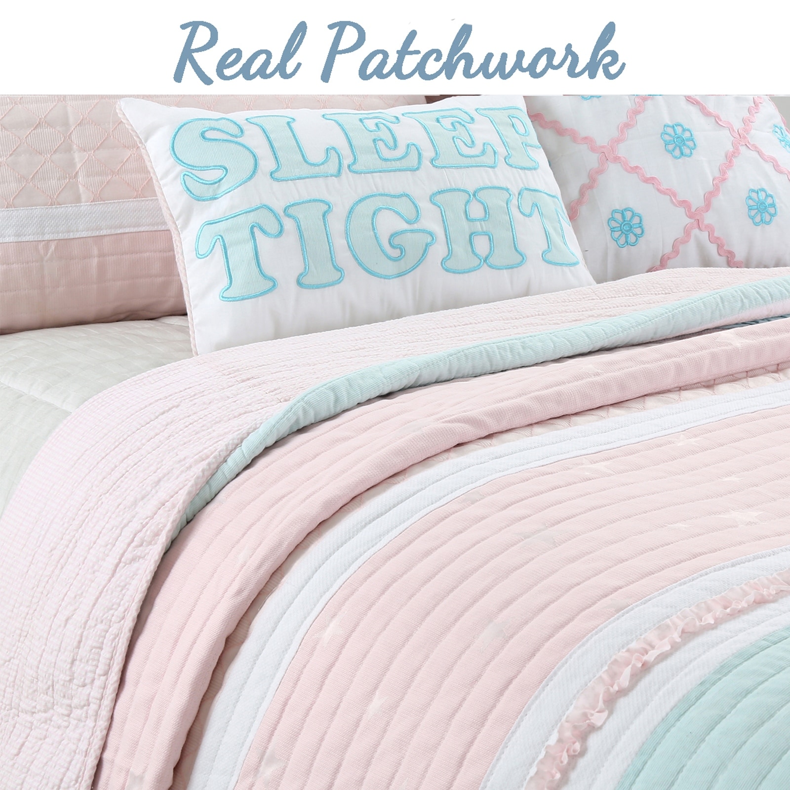Cozy Line Home Fashions Greta Pastel Quilt Set - 3 Piece Full/Queen, 100% Cotton Bright Floral Bedding