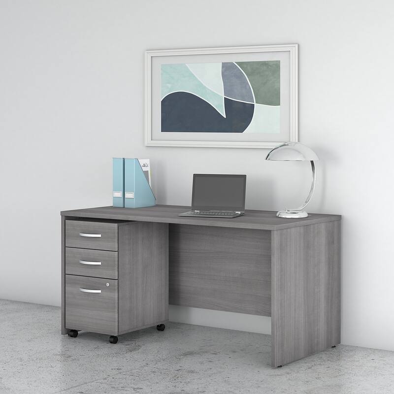 Studio C 60W x 30D Office Desk with Drawers by Bush Business Furniture - Platinum Gray