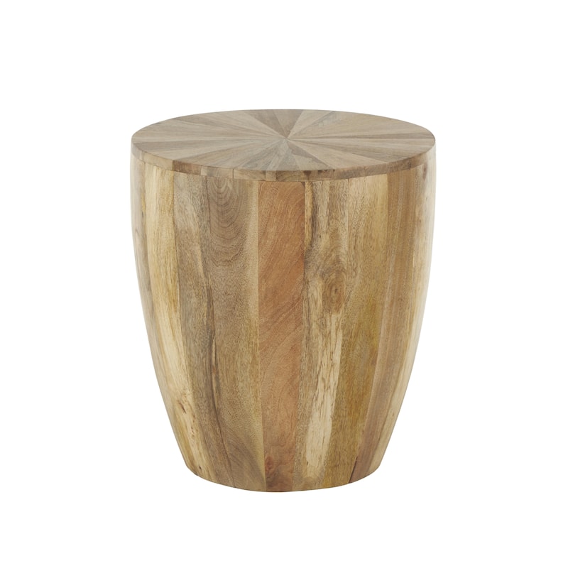 Brown Mango Wood Handmade Drum Side End Accent Table