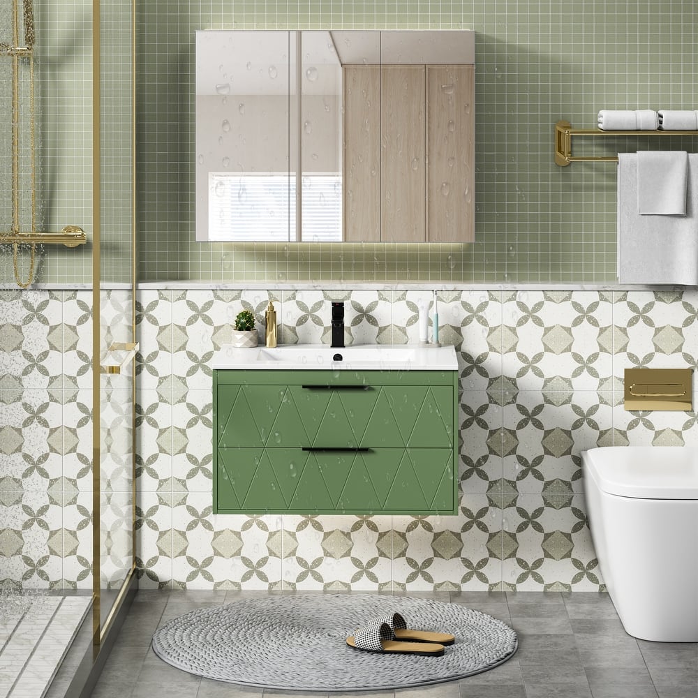 Modern Wall-Mount Vanity with Vessel Sink Sleek Bathroom Storage