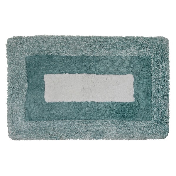 Microfibre Border Bath Mat (Blue) (20 X 32) Bed Bath & Beyond 36112303