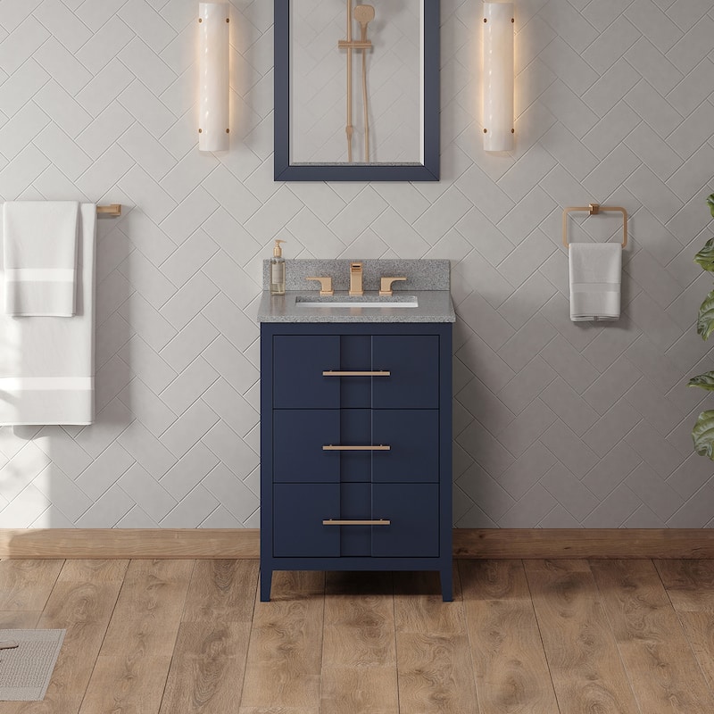 Jeffrey Alexander VKITKAT24R-MARBLE Katara 24" Free Standing Vanity - Hale Blue / Steel Grey - Painted