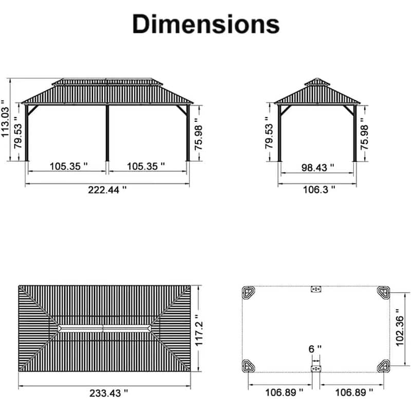 PURPLE LEAF Gazebo Outdoor Gazebo with Dual-Layer Galvanized Steel Double Roof Aluminum Gazebo with Netting and Curtains Bronze