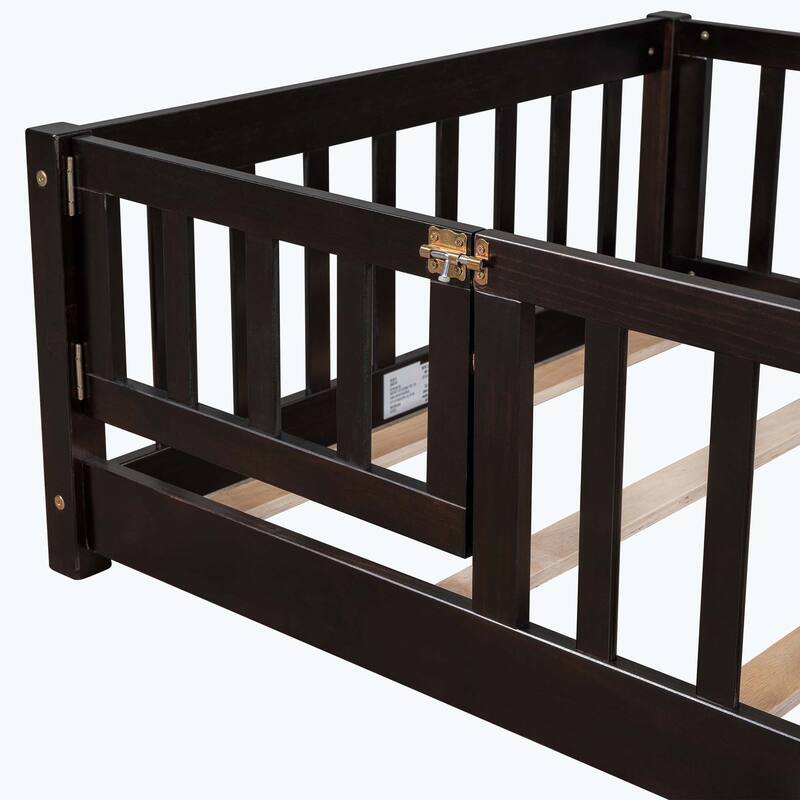Durable Floor Platform Bed with Fence