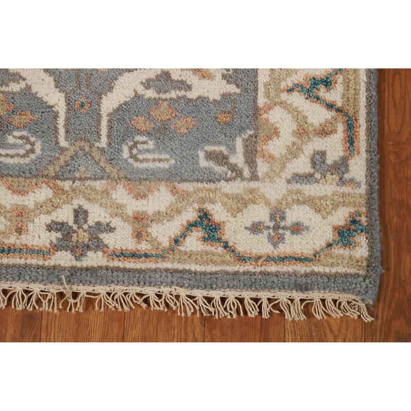 Geometric Gray Oushak Oriental Foyer Rug Handmade Wool Carpet - 2'0"x 3'0"