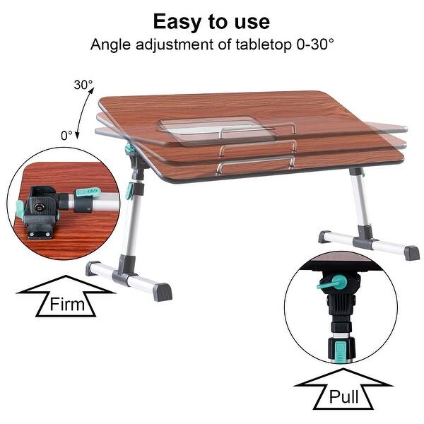 Shop Costway Portable Height Adjustable Laptop Bed Tray Table