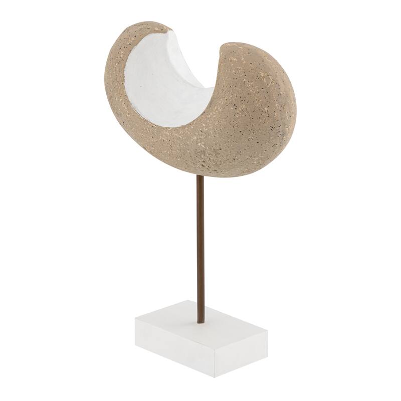 Curved Sculpture Decoration - 17" - Beige and White