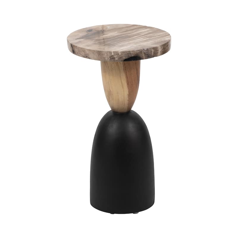 Sagebrook Home Modern Suar Wood Accent Table with Black Base - 12" x 12" x 20"