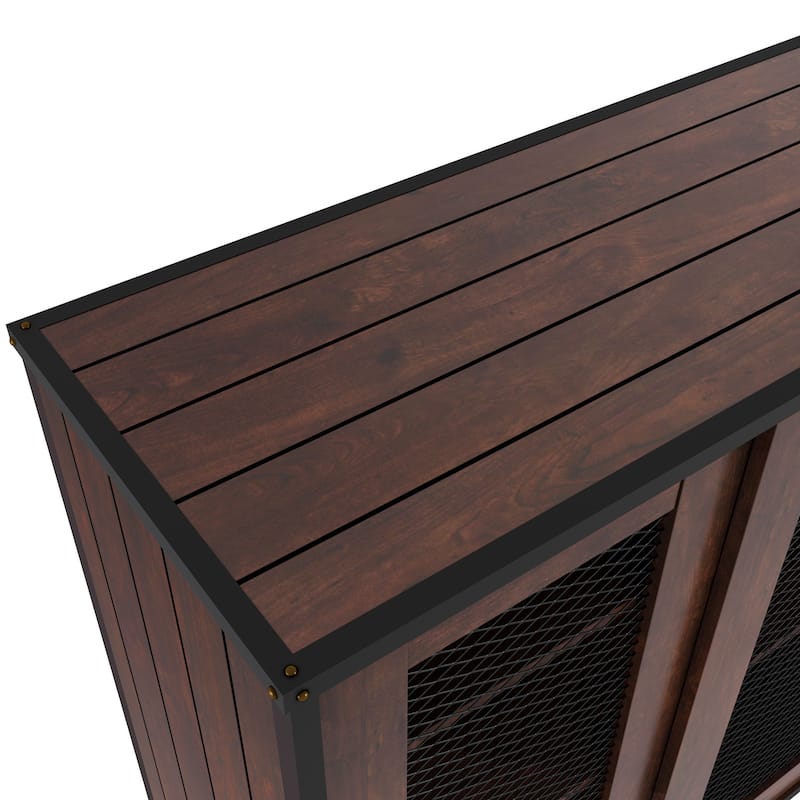 Furniture of America Hury Modern Walnut 47-inch 3-shelf Dining Buffet, Walnut Dining Sideboard with Wine Storage