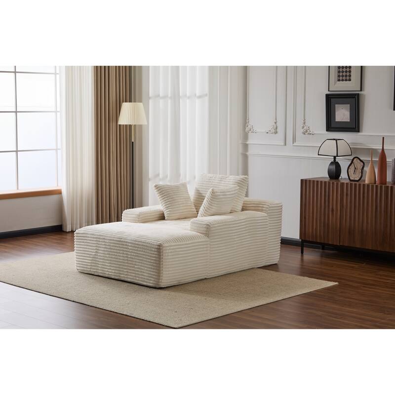 Oversized Chaise Lounge Chair Cozy Cloud Couch,Upholstered Sleeper Sofa Daybed With 3 Throw Pillows And Wide Armrest