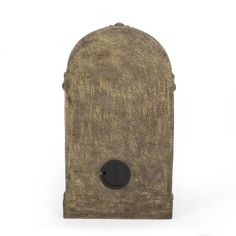 Roomfitters 35-Inch Outdoor Tiered Water Fountain with LED Lights and Internal Pump, Weather-Resistant Faux Stone, Light Brown