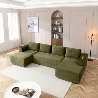 132" Oversized Lazy Cloud Boneless Sofa Couch with Chaise and 2 ...