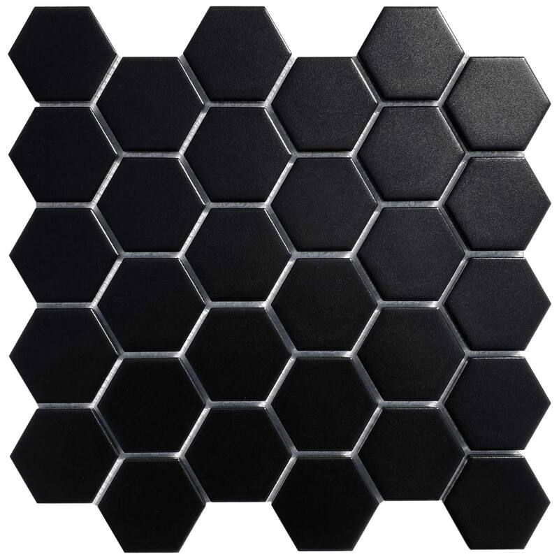 Rivonia 2" x 2" Honeycomb Matt Porcelain Mosaic Tile - 5 Sheets (4.10 sf) - Black