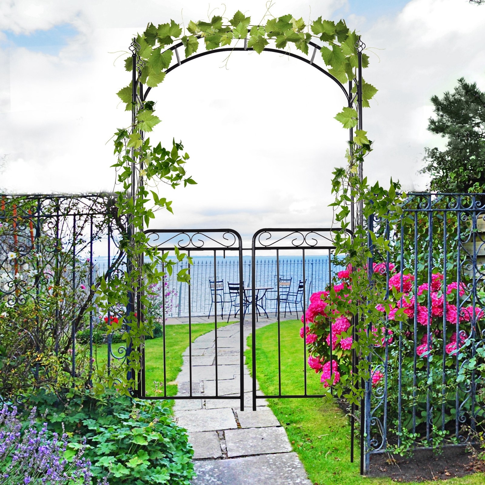 Outsunny Decorative Garden Trellis with Two Latched Doors for Climbing Vines Weddings