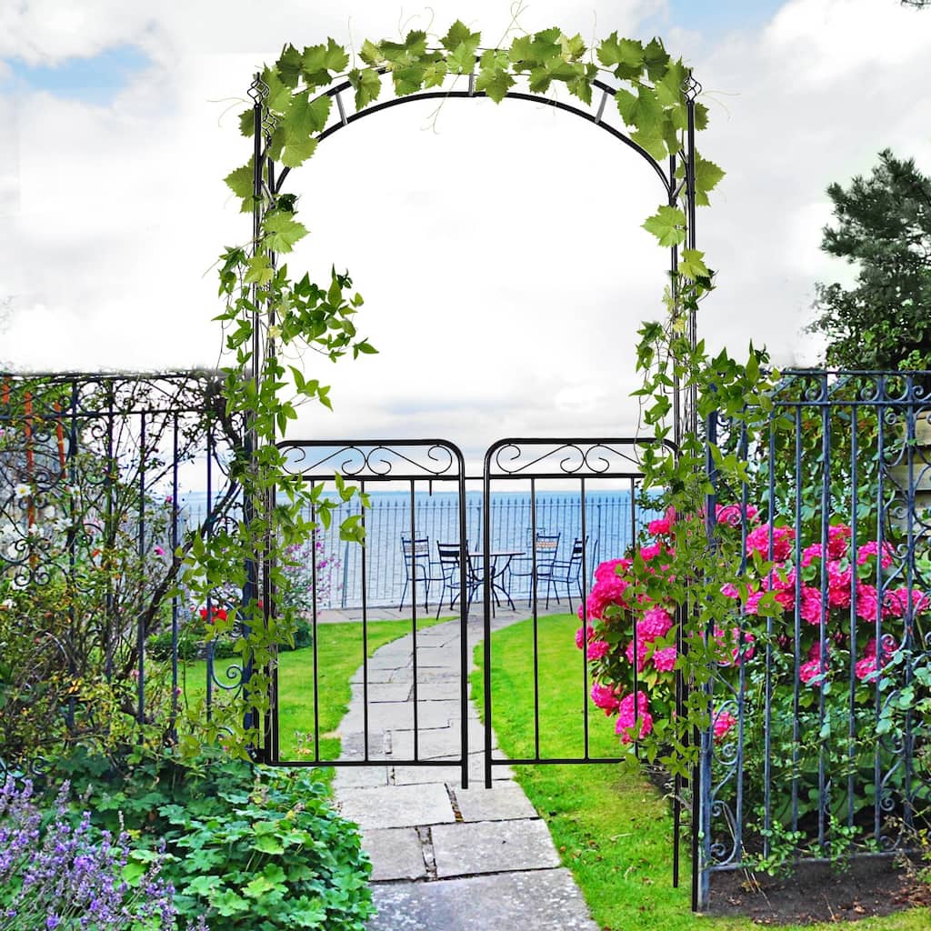 Outsunny Decorative Garden Trellis with Two Latched Doors for Climbing Vines & Weddings