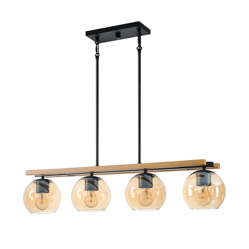 KAWOTI 4-Light Island Pendant Light with Tawny Glass Globes - L36 x W6.25 x H53.75