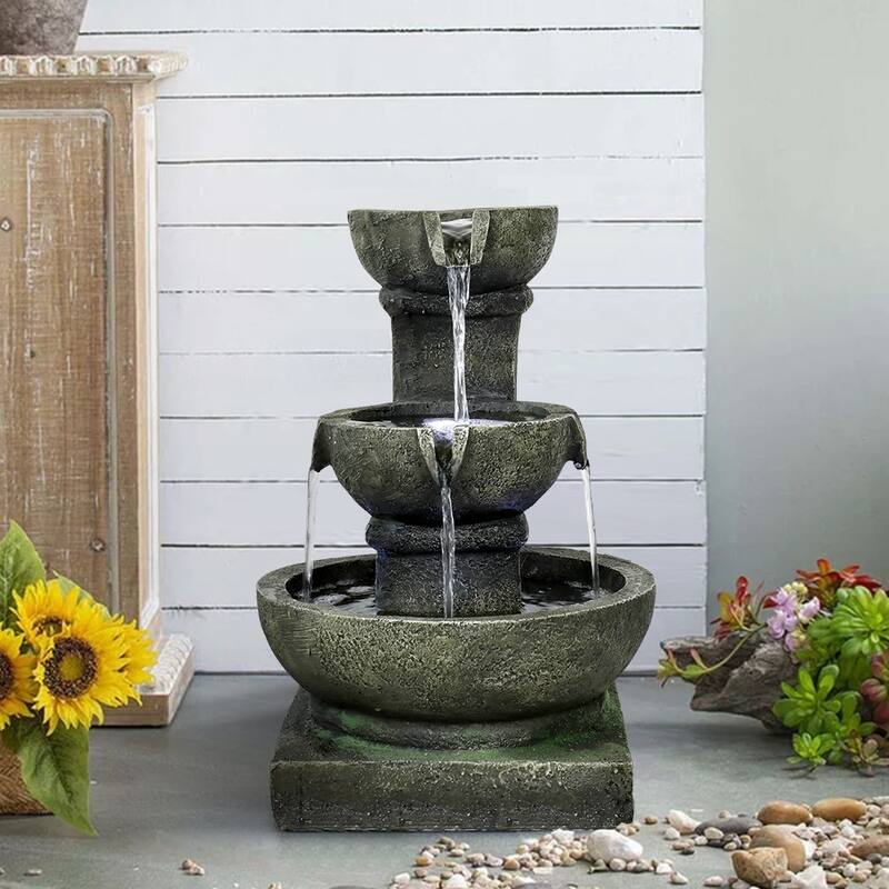 16'' H Modern Indoor-Outdoor Water Fountain for Garden Patio Yard