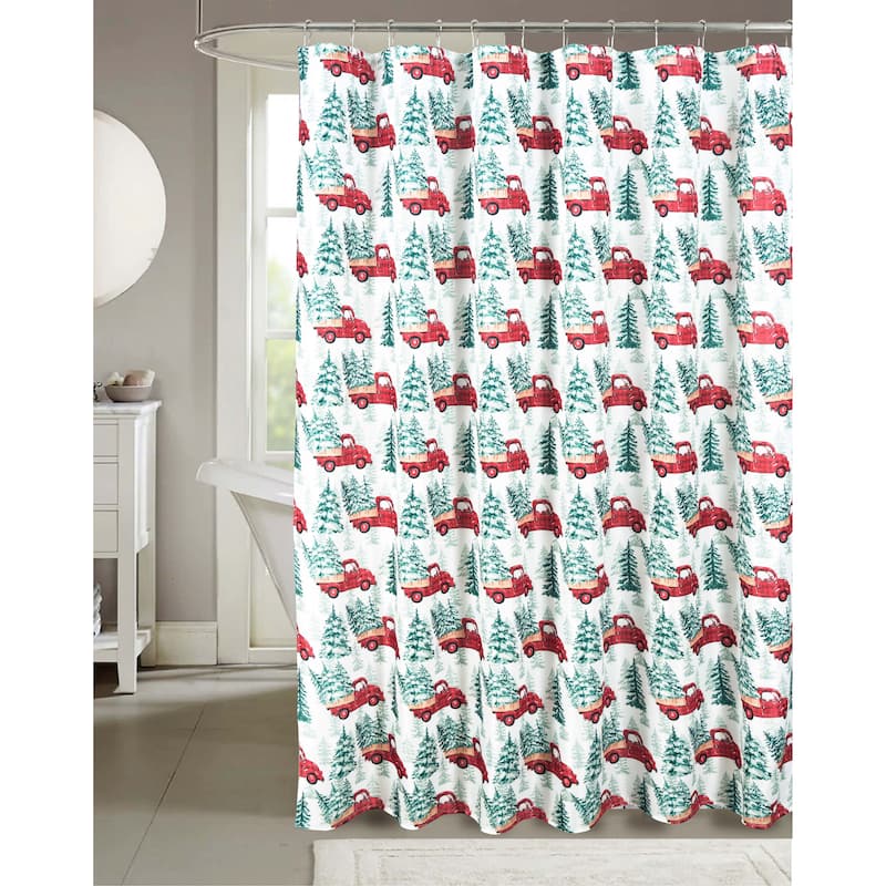 Christmas Holiday Flower Poinsettia Shower Curtain Collection