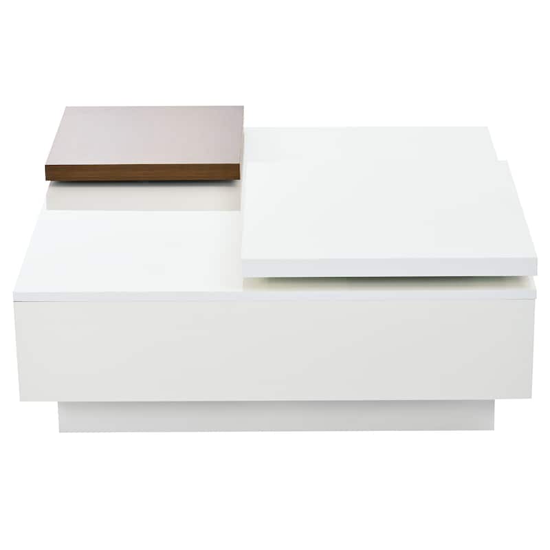 Movable Top Coffee Table with High Gloss finish - 31.5'' D x 31.5" W x 13.2" H