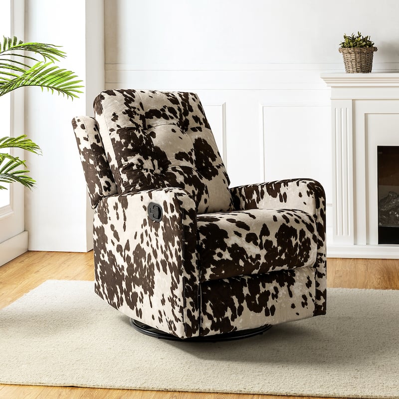 Arlette Contemporary Floral Manual Swivel Recliner with Tufted Back and Angle Adjustment Button
