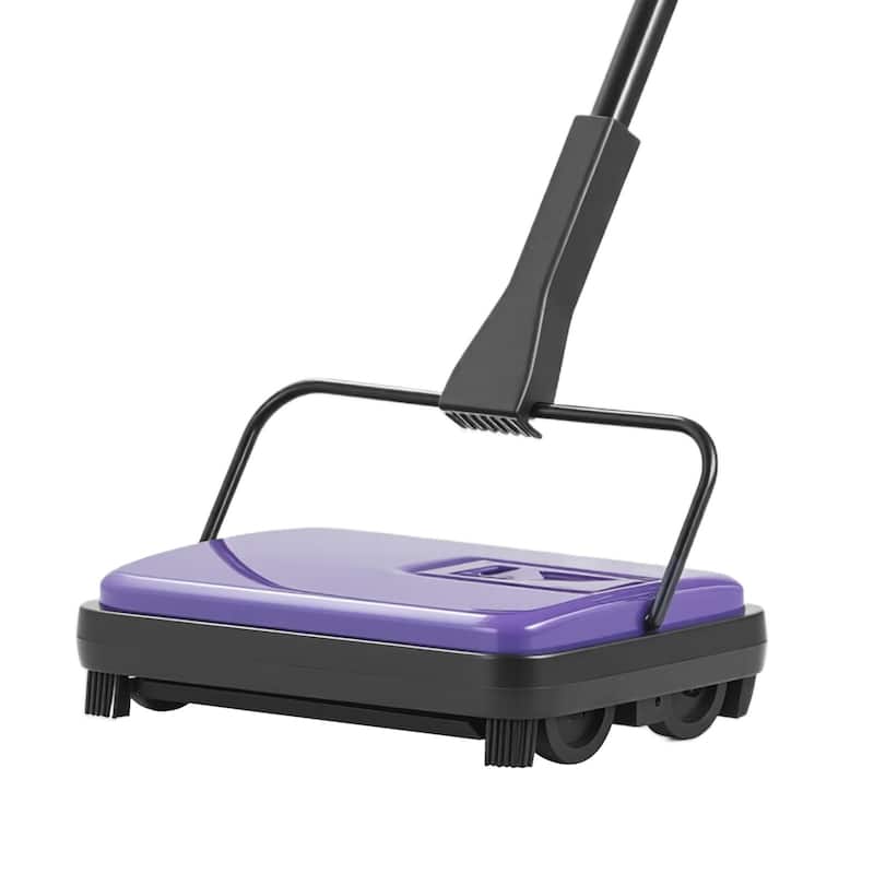 Carbon Steel Manual Carpet Sweeper with 7.87in Brush and Easy Dustbin - 44.1 x 9.1 x 6.3 inch