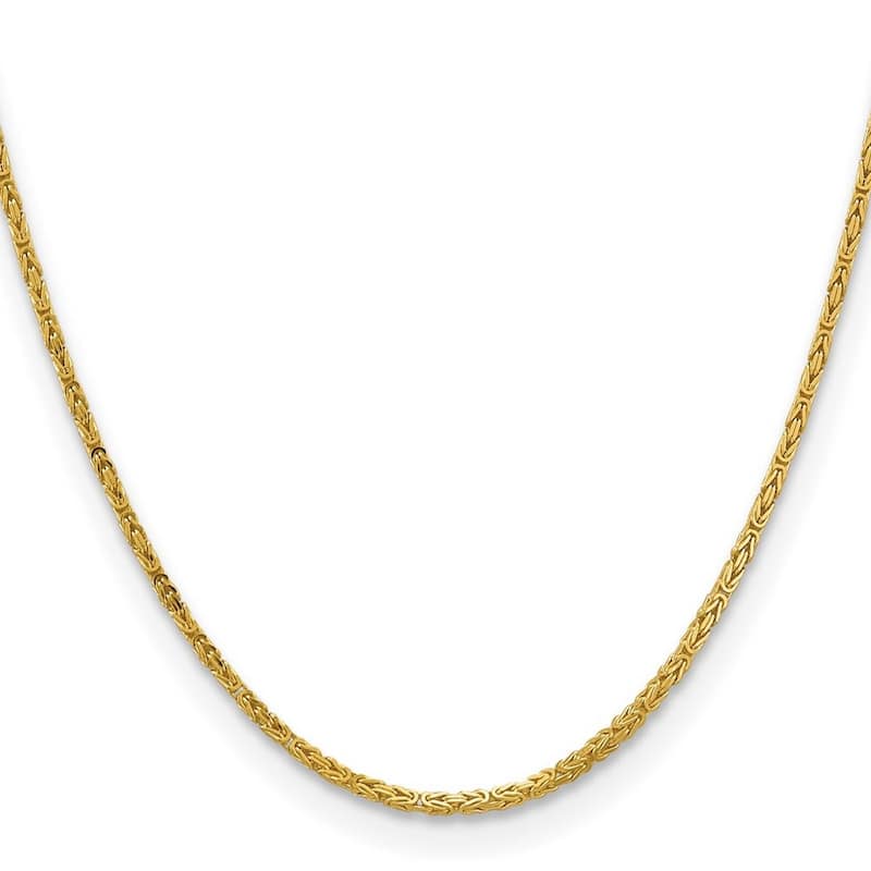 Curata 14k Yellow Gold Solid Polished 2mm Byzantine Chain Bracelet 7 Inch Lobster Claw